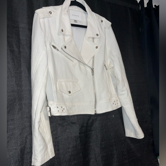 Blank NYC white crepe cotton Moto Jacket XL - Picture 7 of 8
